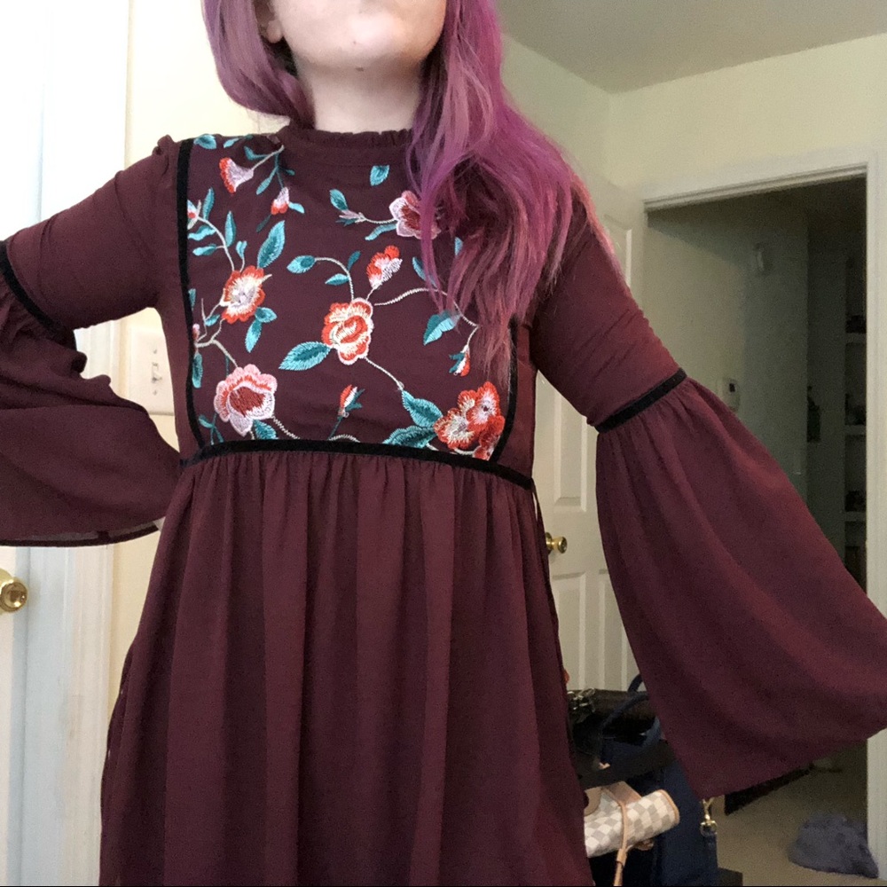 Flowy Bell sleeve embroidered top